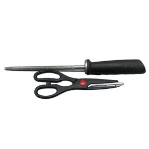 sharpener shears kitchen knife sabatier black silver READ